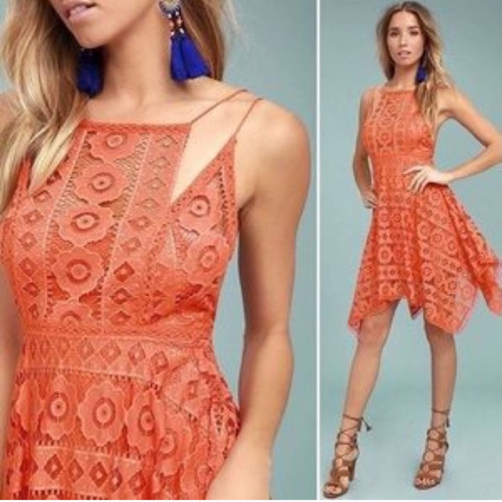 Free people orange lace dress - Picture 3 of 9